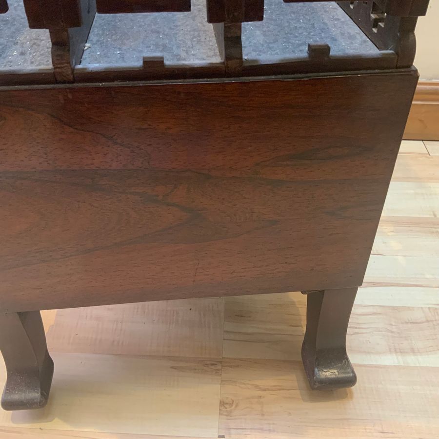 Antique Canterbury in rosewood Chippendale influence, maker Gillows 