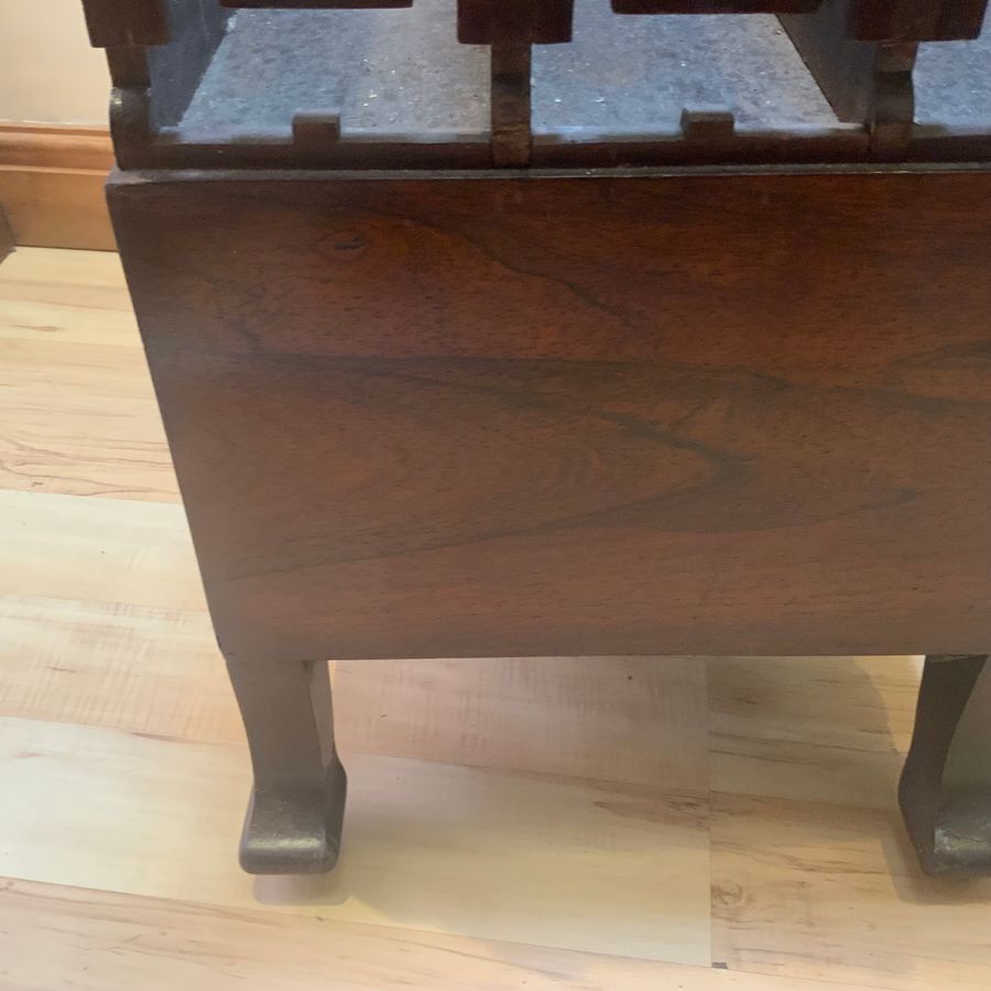 Antique Canterbury in rosewood Chippendale influence, maker Gillows 