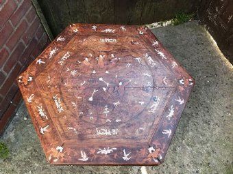 Antique Chinese table inlaid with  exotic wood inlay