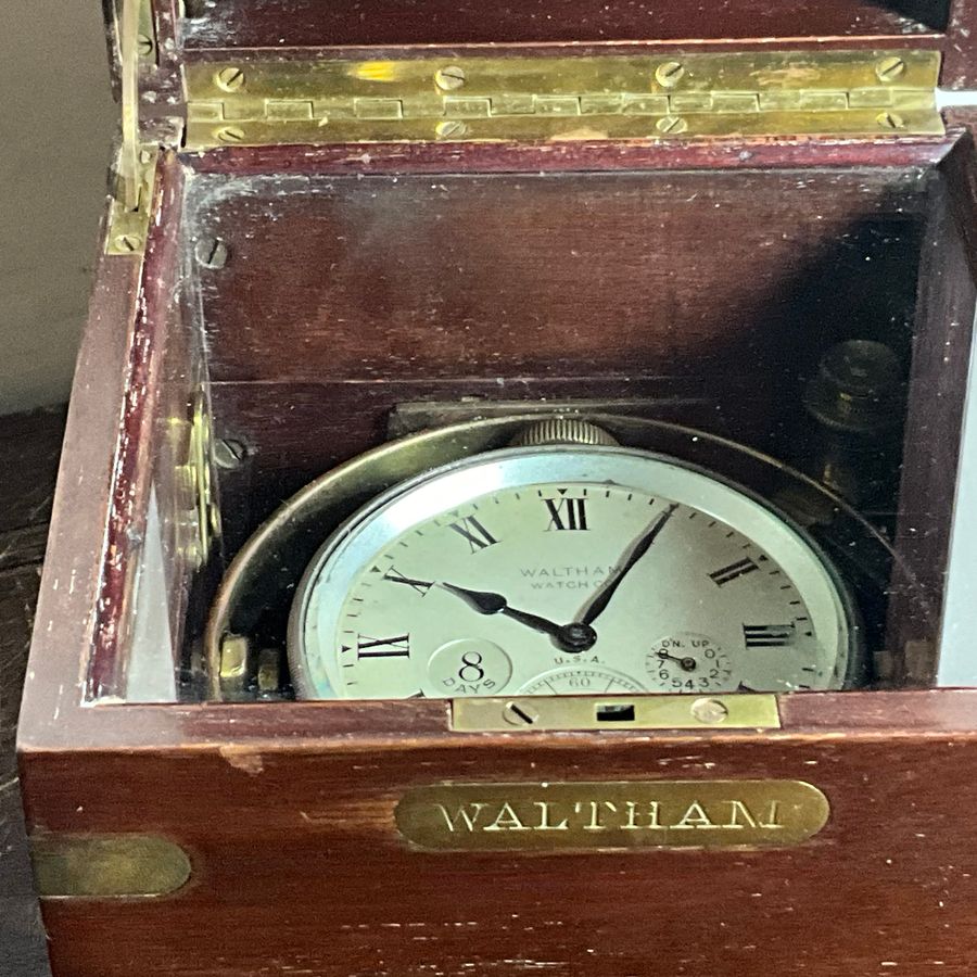 Antique Waltham ships clock cased working clock