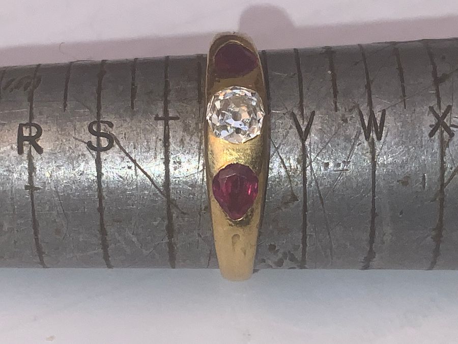 Antique Rubies & Diamond Trilogy Gold ring