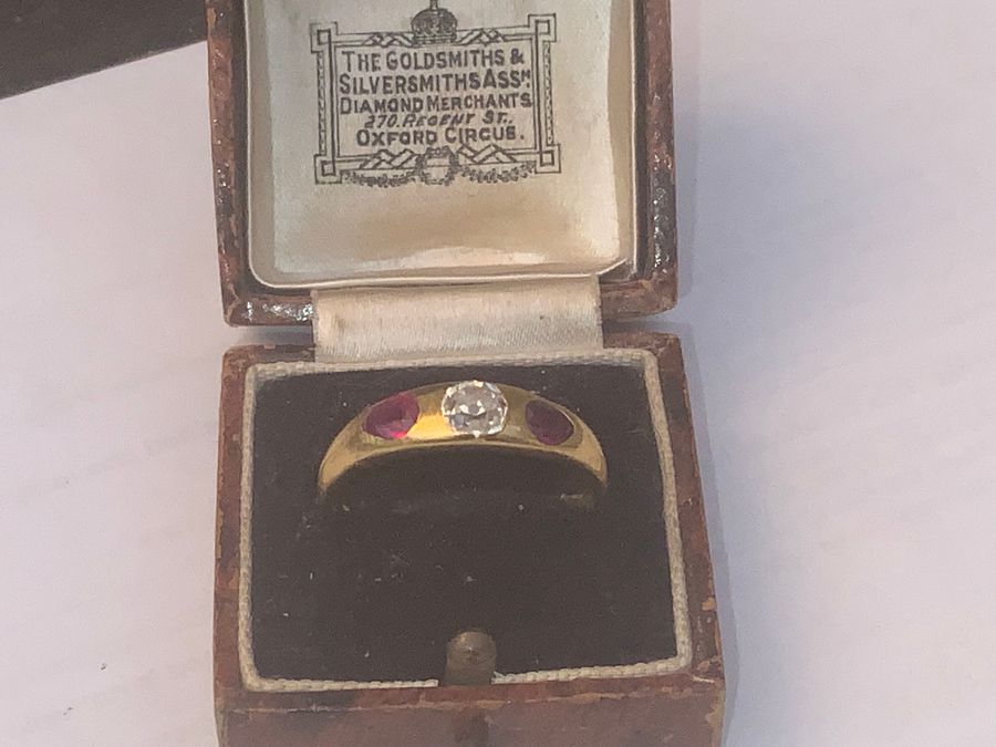 Antique Rubies & Diamond Trilogy Gold ring