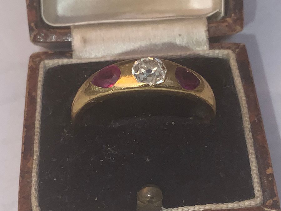 Antique Rubies & Diamond Trilogy Gold ring