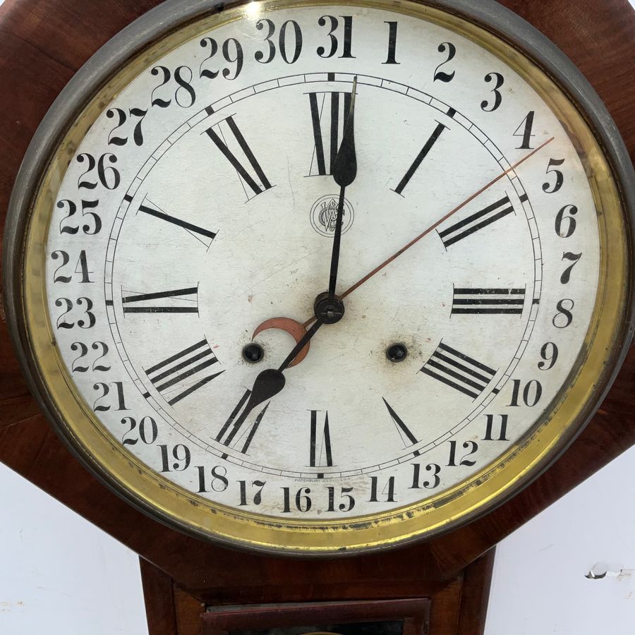 Antique WATERBURY REGULATOR CALENDAR DIAL WALL CLOCK