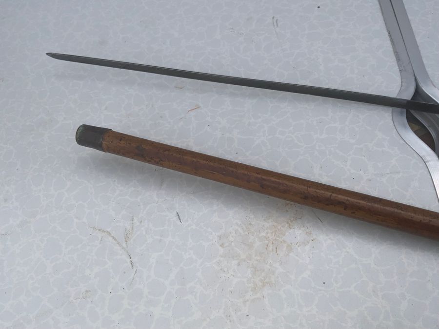 Antique Gentleman’s walking stick sword stick 1918 Birmingham Hallmark 