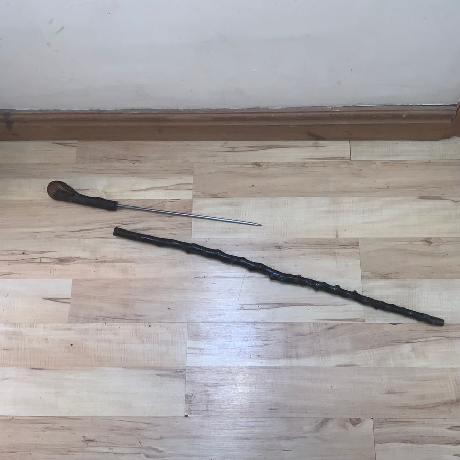 Antique IRISH BLACKTHORN WALKING STICK/DAGGER