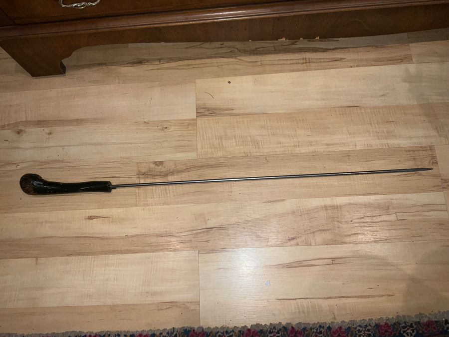 Antique RARE CHERRY WOOD GENTLEMAN'S WALKING STICK/SWORD STICK 