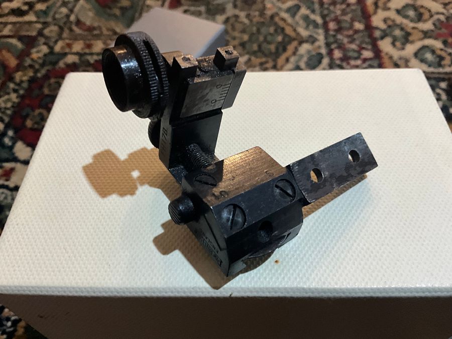 Antique Parker Hale rear dot sight for rifle.