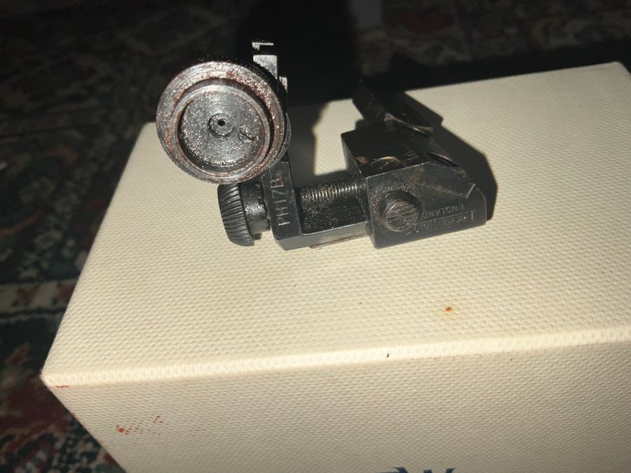 Antique Parker Hale rear dot sight for rifle.