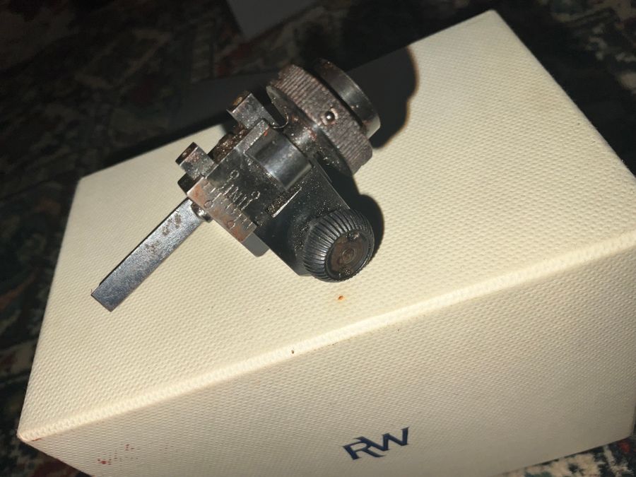 Antique Parker Hale rear dot sight for rifle.