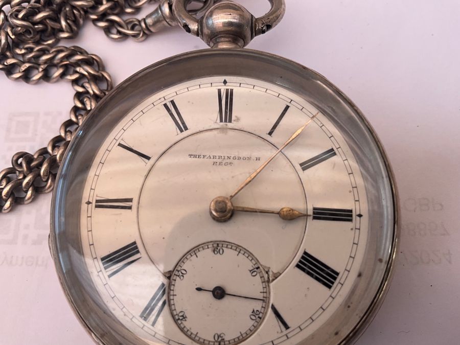 Antique COVENTRY FUSSE SILVER POCKETWATCH & SOLID SILVER CHAIN