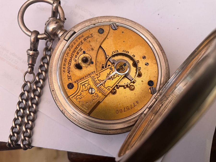 Antique COVENTRY FUSSE SILVER POCKETWATCH & SOLID SILVER CHAIN