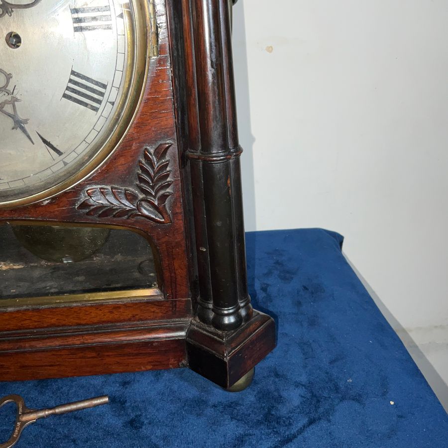 Antique BRACKET CLOCK REGENCY DOUBLE FUSSE ROSEWOOD CASE