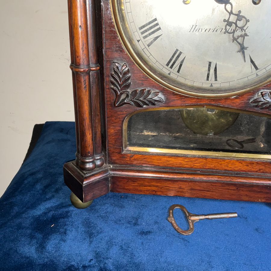 Antique BRACKET CLOCK REGENCY DOUBLE FUSSE ROSEWOOD CASE