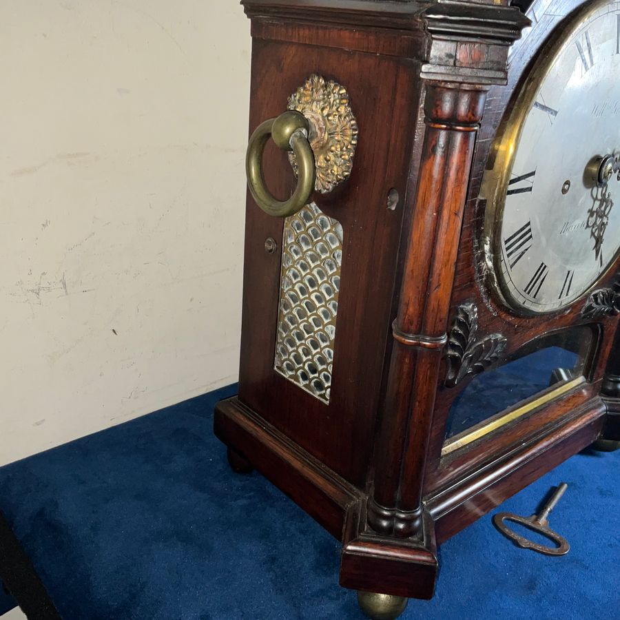 Antique BRACKET CLOCK REGENCY DOUBLE FUSSE ROSEWOOD CASE