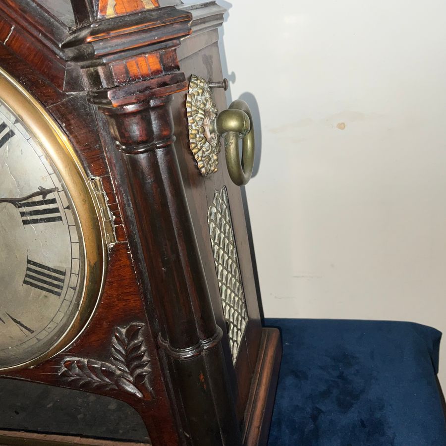 Antique BRACKET CLOCK REGENCY DOUBLE FUSSE ROSEWOOD CASE