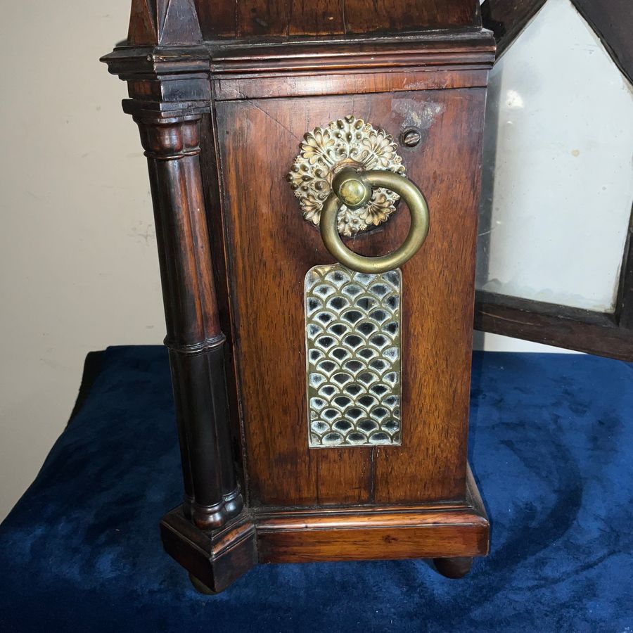 Antique BRACKET CLOCK REGENCY DOUBLE FUSSE ROSEWOOD CASE