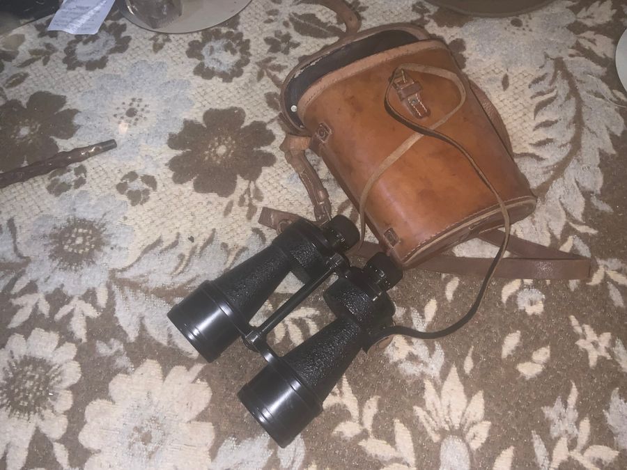 Antique BRITISH MILITARY BINOCULARS AND CASE