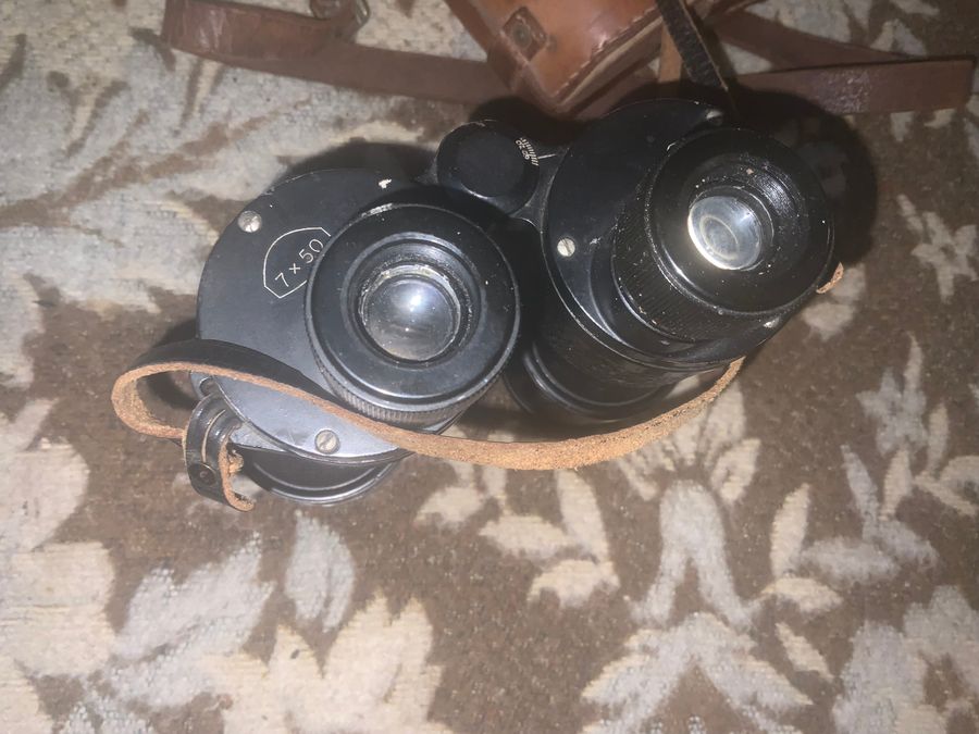 Antique BRITISH MILITARY BINOCULARS AND CASE