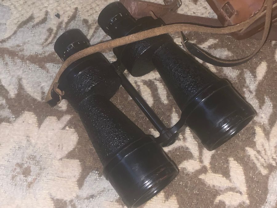 Antique BRITISH MILITARY BINOCULARS AND CASE