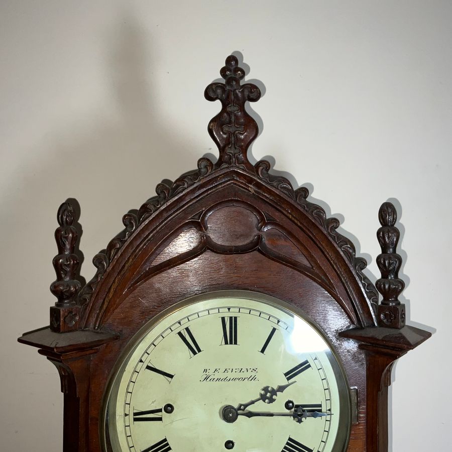 Antique BRACKET CLOCK TRIPLE FUSSE ON 8 BELLS OAK CASED