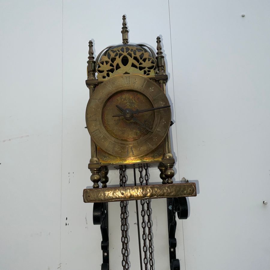 Antique LANTERN CLOCK + WALL BRACKET.