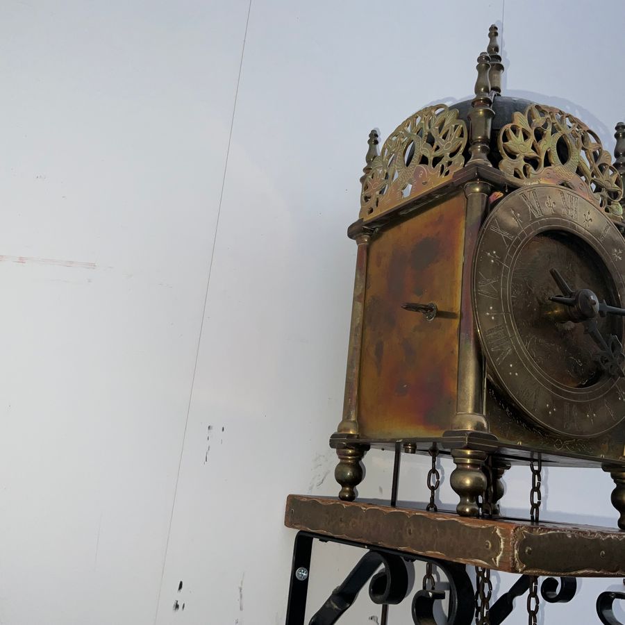 Antique LANTERN CLOCK + WALL BRACKET.