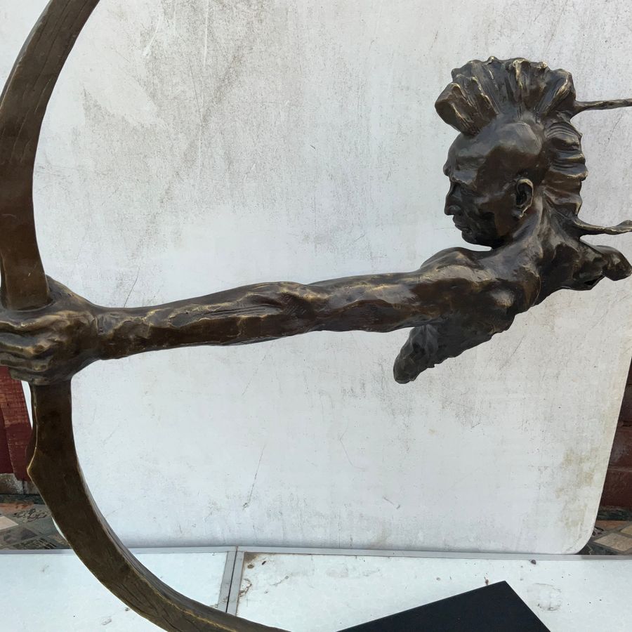 Antique LAST OF THE MOHICANS BRONZE & MARBLE