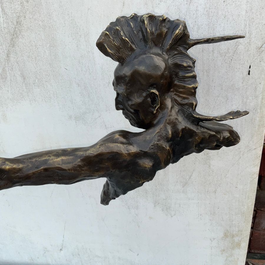 Antique LAST OF THE MOHICANS BRONZE & MARBLE