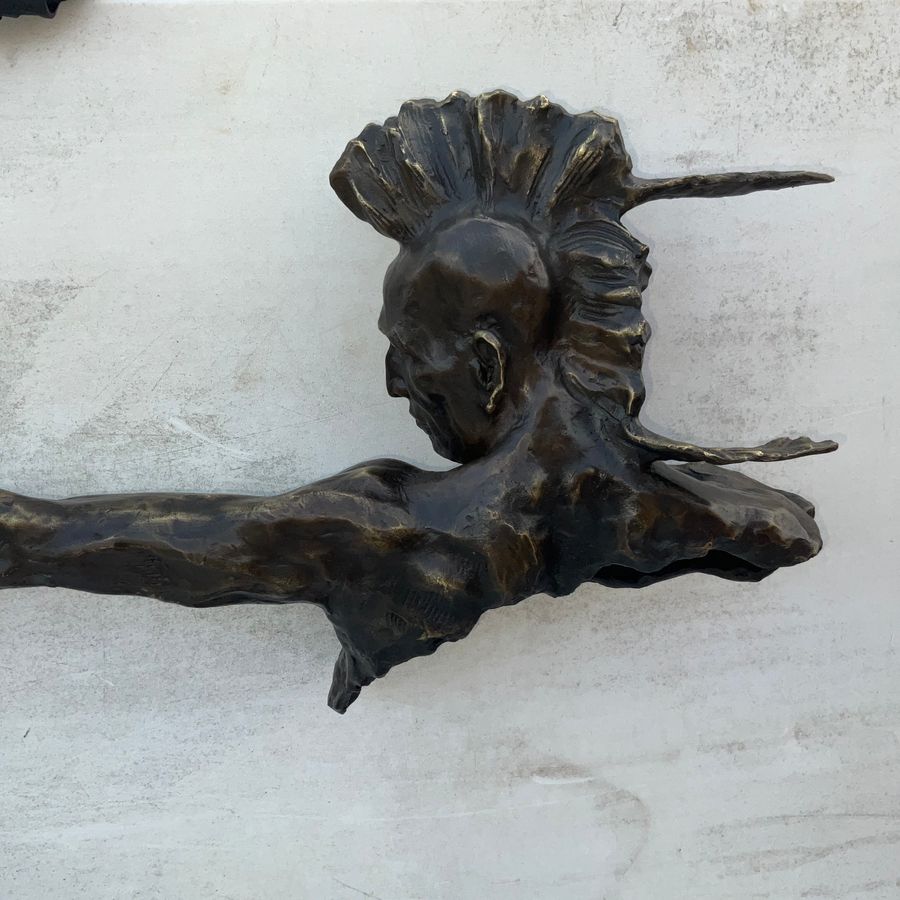 Antique LAST OF THE MOHICANS BRONZE & MARBLE