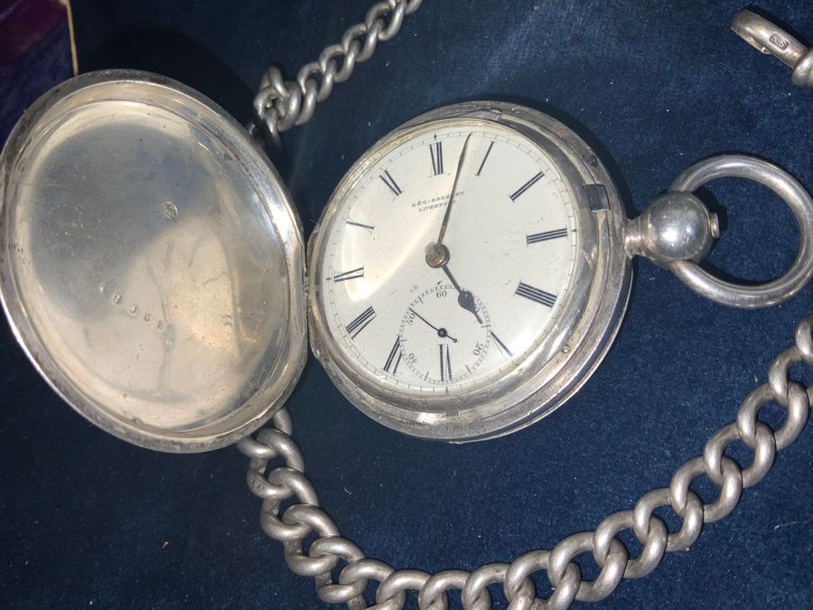 Antique FULL HUNTER POCKET WATCH & CHAIN FANTASTIC 