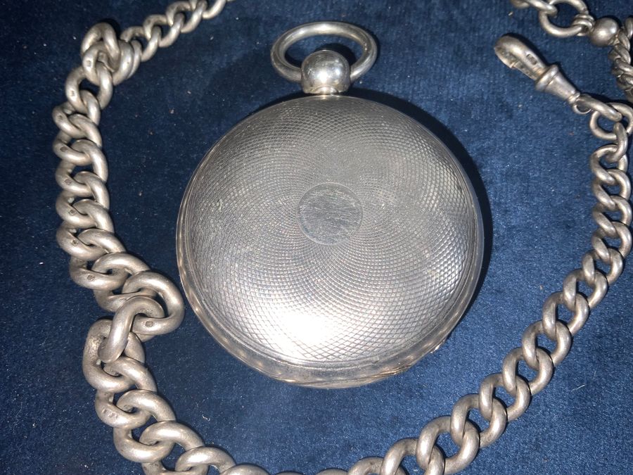 Antique FULL HUNTER POCKET WATCH & CHAIN FANTASTIC 