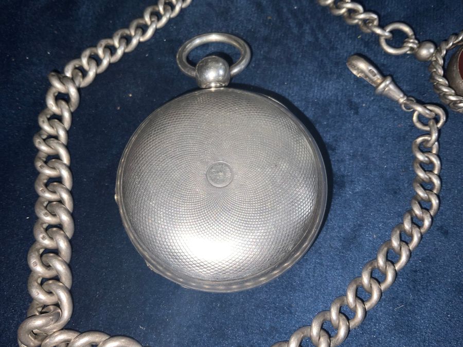 Antique FULL HUNTER POCKET WATCH & CHAIN FANTASTIC 