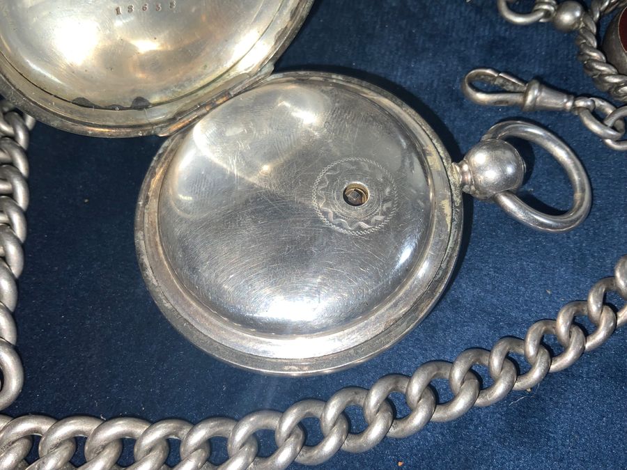 Antique FULL HUNTER POCKET WATCH & CHAIN FANTASTIC 