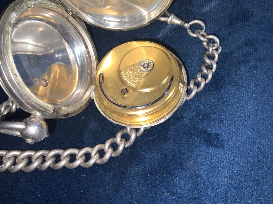 Antique FULL HUNTER POCKET WATCH & CHAIN FANTASTIC 