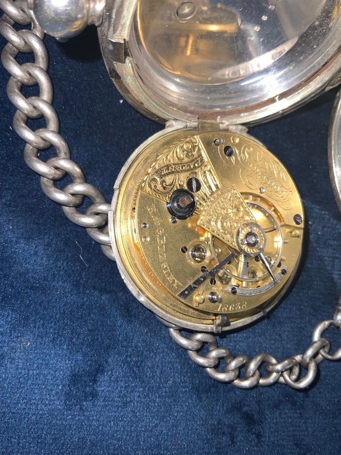 Antique FULL HUNTER POCKET WATCH & CHAIN FANTASTIC 