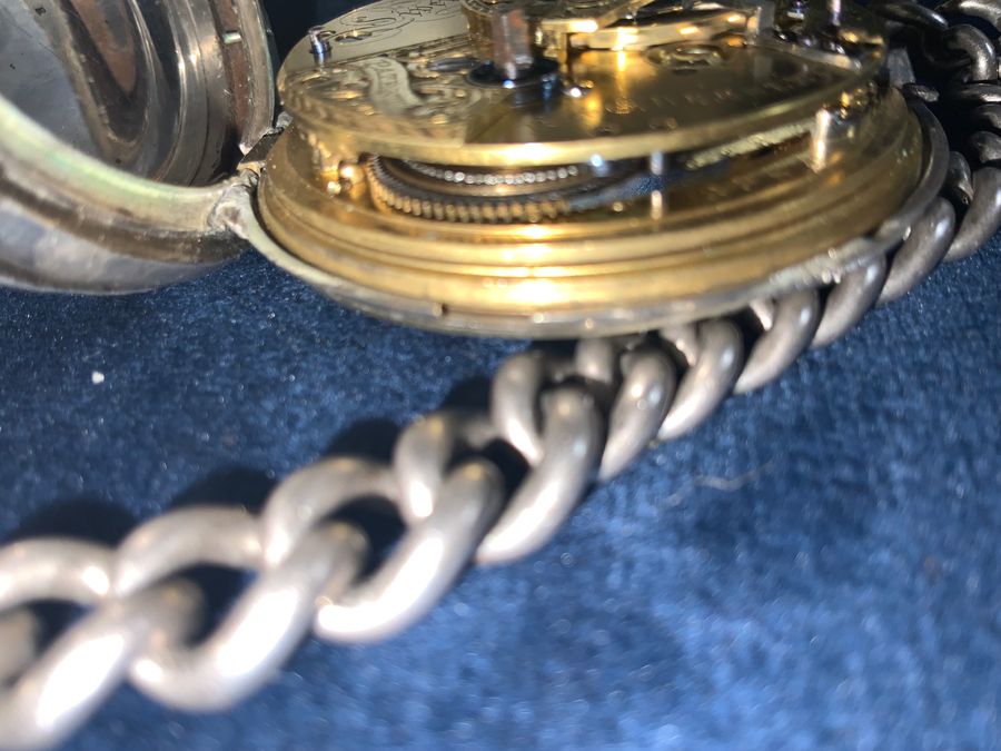 Antique FULL HUNTER POCKET WATCH & CHAIN FANTASTIC 