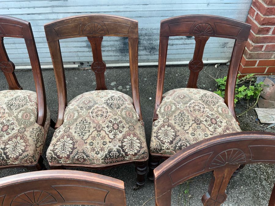 Antique Dining chairs, set of six Victorian mahogany chairs