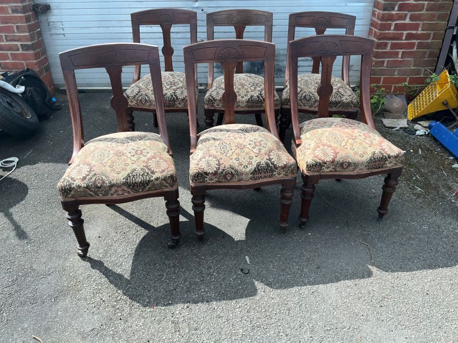 Antique Dining chairs, set of six Victorian mahogany chairs