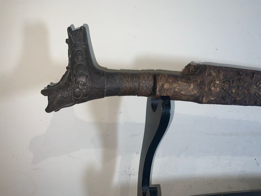 Antique HEAD HUNTERS PARANG AND CARVED SCABBARD