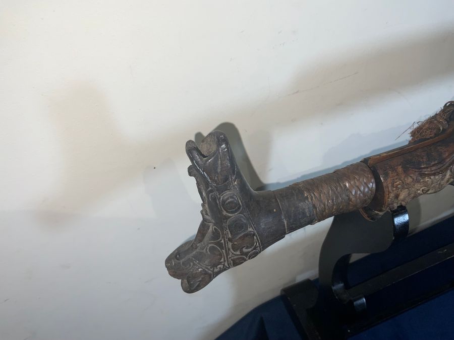 Antique HEAD HUNTERS PARANG AND CARVED SCABBARD