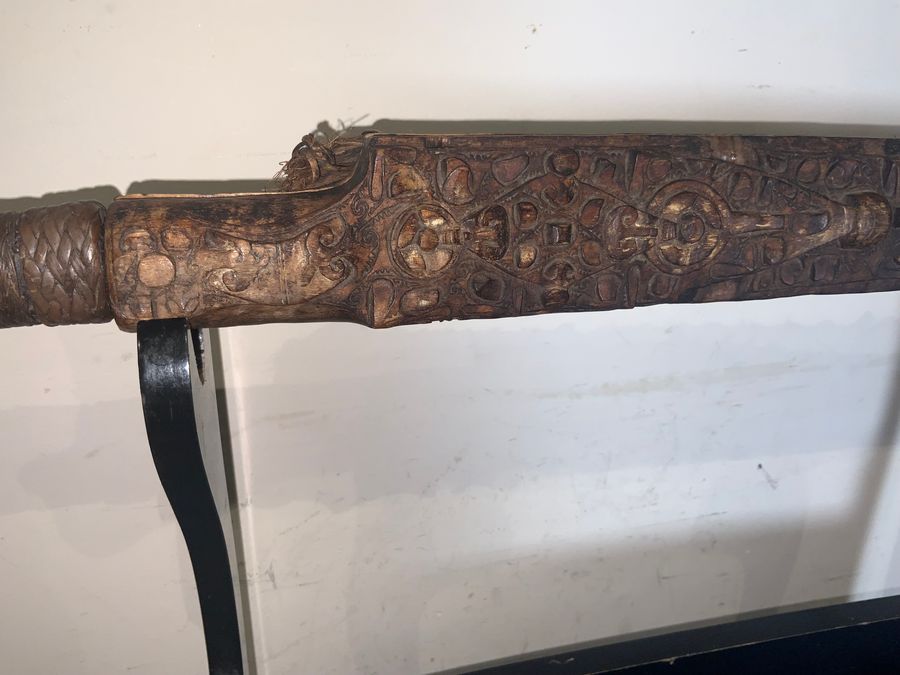 Antique HEAD HUNTERS PARANG AND CARVED SCABBARD