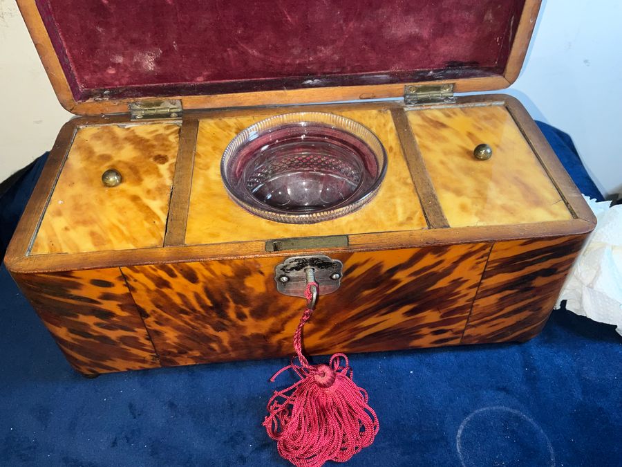 Antique Tortoise Shell tea caddy