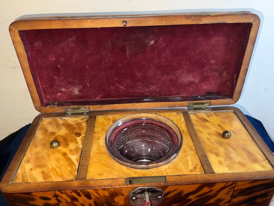 Antique Tortoise Shell tea caddy