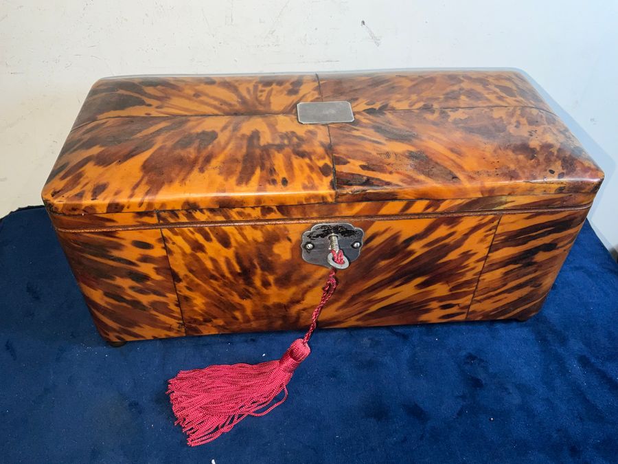 Antique Tortoise Shell tea caddy