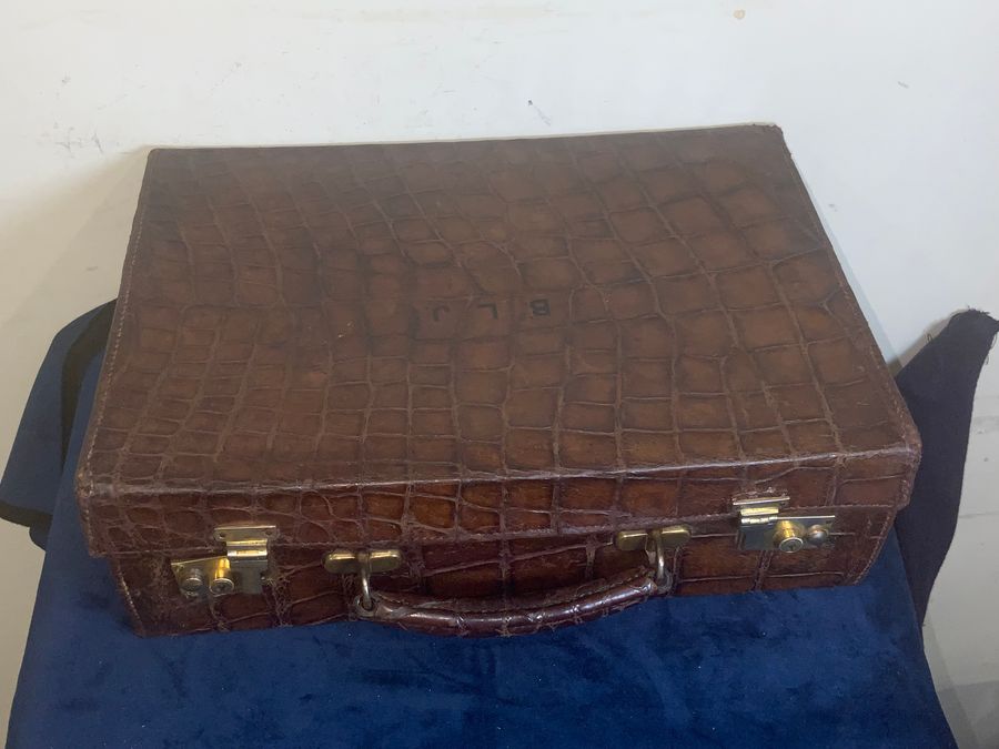 Antique ATTACHES CROCODILE SKIN CASE