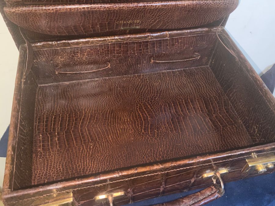 Antique ATTACHES CROCODILE SKIN CASE