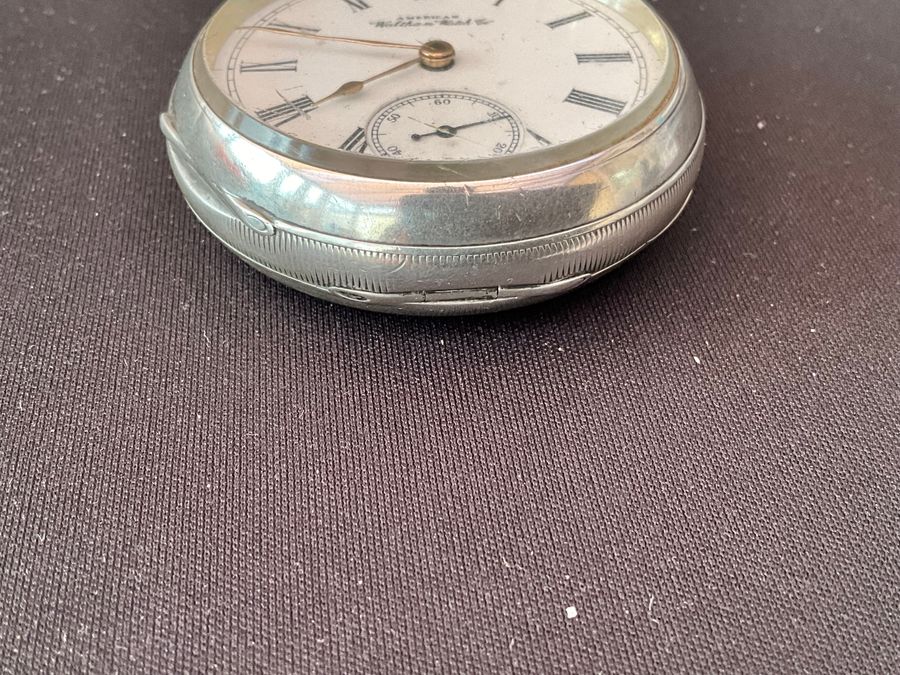 Antique POCKET WATCH WALTHAM SOLID SILVER CASED