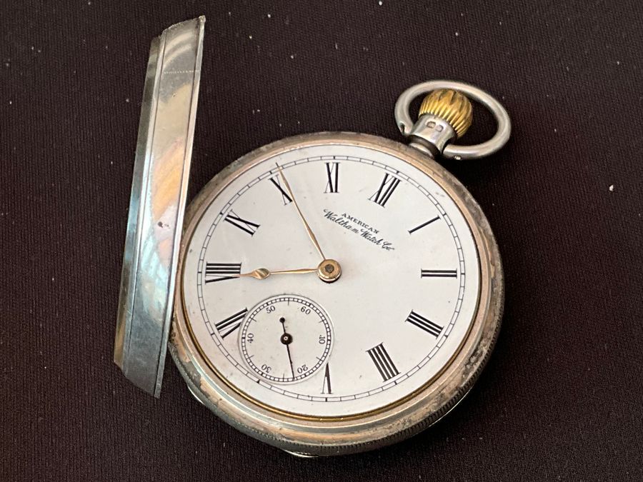 Antique POCKET WATCH WALTHAM SOLID SILVER CASED