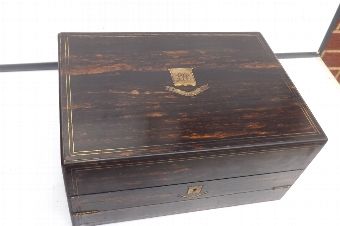 Antique Writing Box of Distiction in Coromandle wood comes with key Victorian, FBS